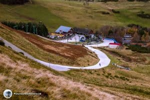 Looking down on Hillend Ski slope