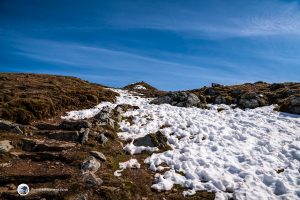 The snowy path to Ben Lawers summit