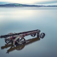 Old wagon on the island - visible at low tide